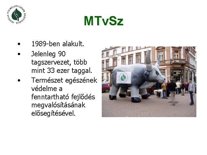 MTv. Sz • • • 1989 -ben alakult. Jelenleg 90 tagszervezet, több mint 33