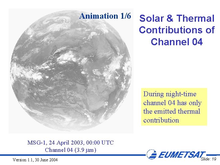 Animation 1/6 Solar & Thermal Contributions of Channel 04 During night-time channel 04 has