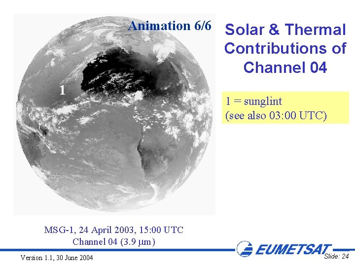 Animation 6/6 Solar & Thermal Contributions of Channel 04 1 1 = sunglint (see