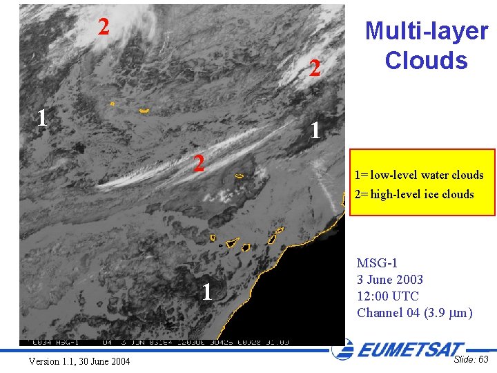 2 2 1 Multi-layer Clouds 1 2 1= low-level water clouds 2= high-level ice