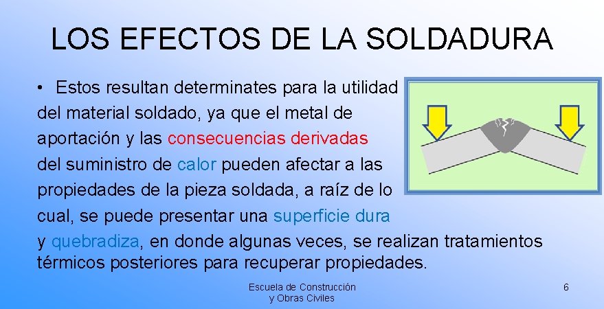 LOS EFECTOS DE LA SOLDADURA • Estos resultan determinates para la utilidad del material