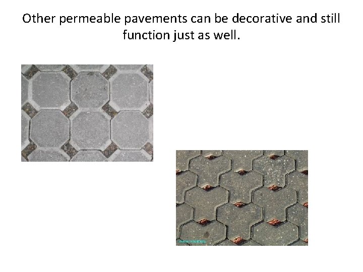 Other permeable pavements can be decorative and still function just as well. 