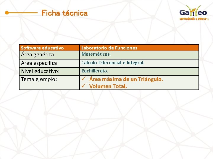 Ficha técnica Software educativo Área genérica Área específica Nivel educativo: Tema ejemplo: 04/02/2015 Laboratorio