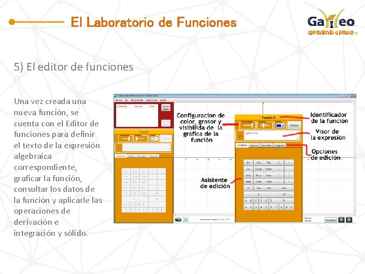 El Laboratorio de Funciones 5) El editor de funciones Una vez creada una nueva