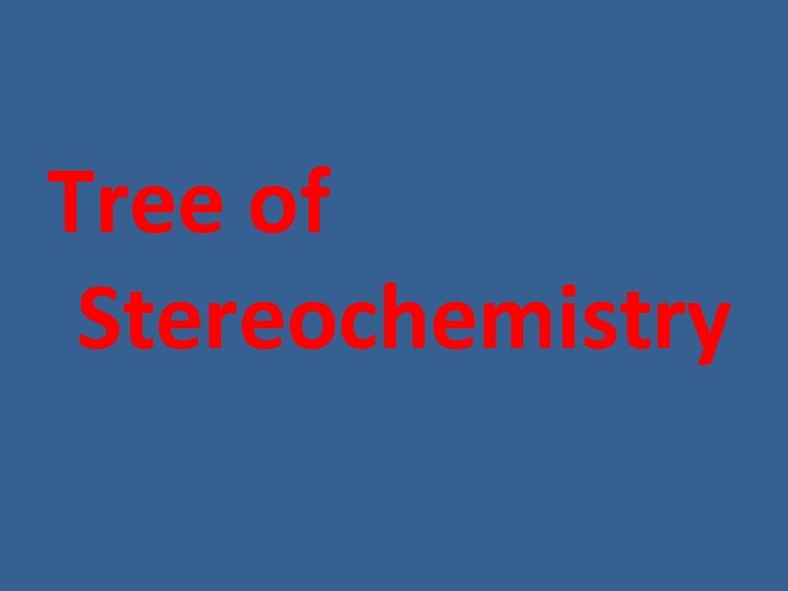 Tree of Stereochemistry 