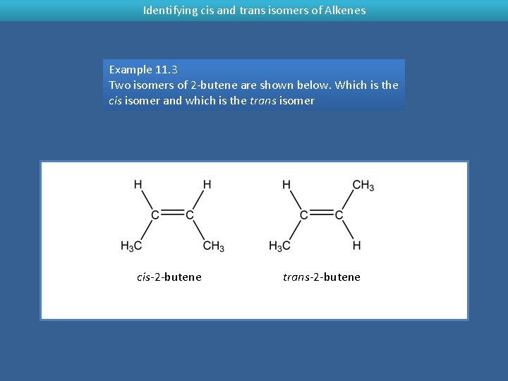 Identifying cis and trans isomers of Alkenes Example 11. 3 Two isomers of 2