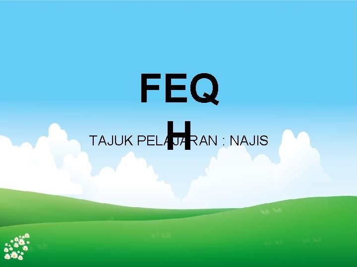 FEQ H TAJUK PELAJARAN : NAJIS 