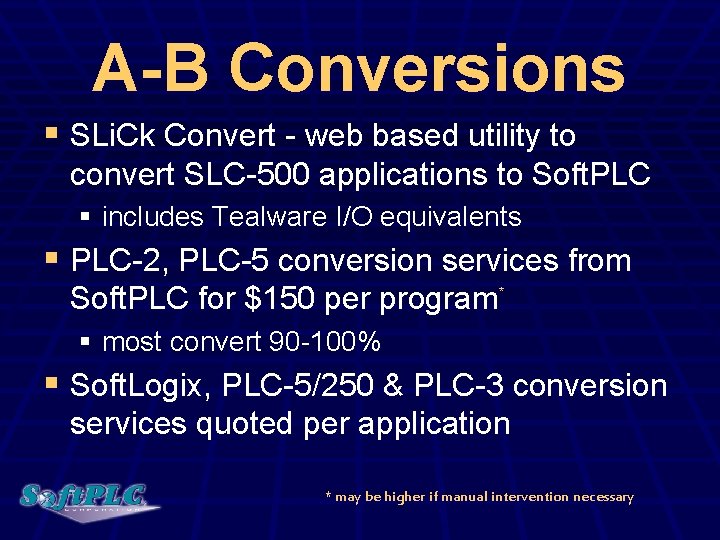 A-B Conversions § SLi. Ck Convert - web based utility to convert SLC-500 applications