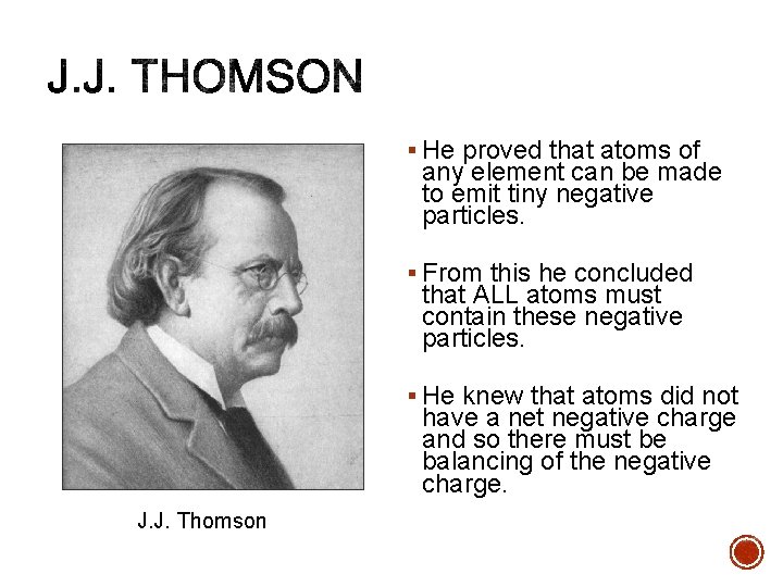 § He proved that atoms of any element can be made to emit tiny