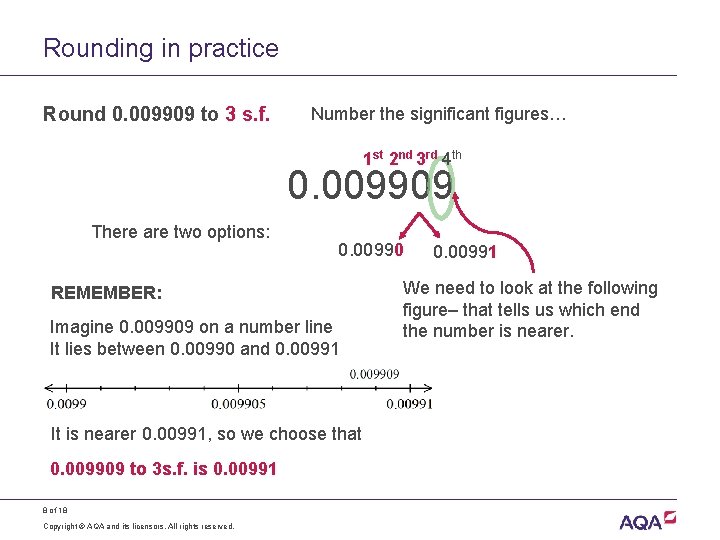 Rounding in practice Round 0. 009909 to 3 s. f. Number the significant figures…