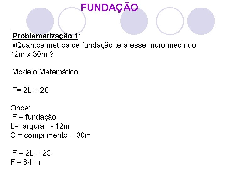  FUNDAÇÃO . Problematização 1: Quantos metros de fundação terá esse muro medindo 12