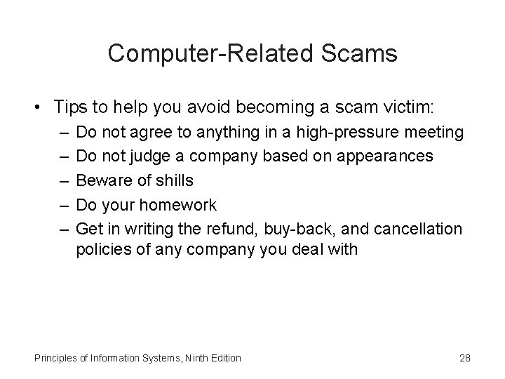 Computer-Related Scams • Tips to help you avoid becoming a scam victim: – – Computer-Related Scams • Tips to help you avoid becoming a scam victim: – –