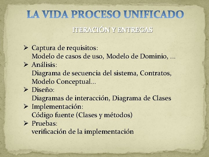 ITERACIÓN Y ENTREGAS Ø Captura de requisitos: Modelo de casos de uso, Modelo de ITERACIÓN Y ENTREGAS Ø Captura de requisitos: Modelo de casos de uso, Modelo de