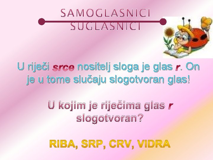 U riječi nositelj sloga je glas. On je u tome slučaju slogotvoran glas! U