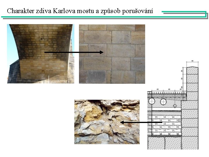 Charakter zdiva Karlova mostu a způsob porušování 