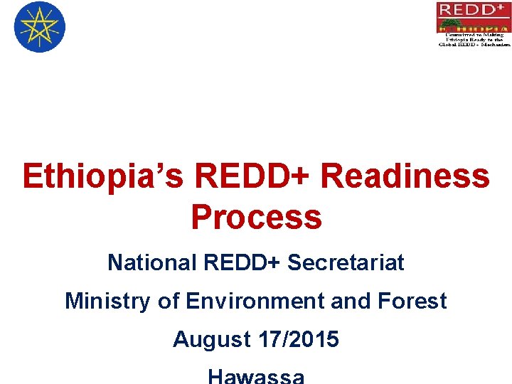 Ethiopia’s REDD+ Readiness Process National REDD+ Secretariat Ministry of Environment and Forest August 17/2015