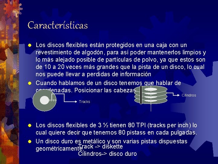 Características Los discos flexibles están protegidos en una caja con un revestimiento de algodón,