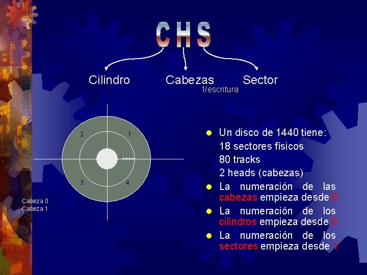 2 3 Cabeza 0 Cabeza 1 Cilindro Cabezas 1 ® 4 1/escritura Sector Un