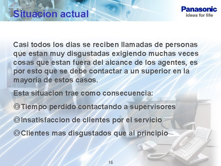Situacion actual Casi todos los dias se reciben llamadas de personas que estan muy