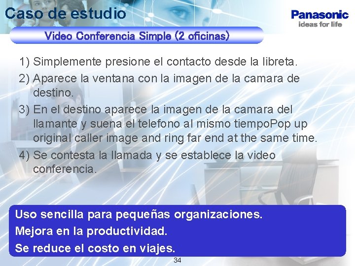 Caso de estudio Video Conferencia Simple (2 oficinas) 1) Simplemente presione el contacto desde