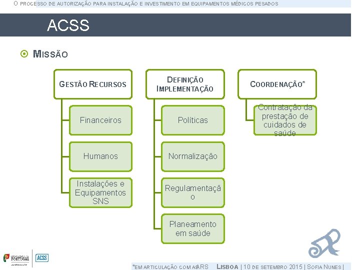 O PROCESSO DE AUTORIZAÇÃO PARA INSTALAÇÃO E INVESTIMENTO EM EQUIPAMENTOS MÉDICOS PESADOS ACSS MISSÃO