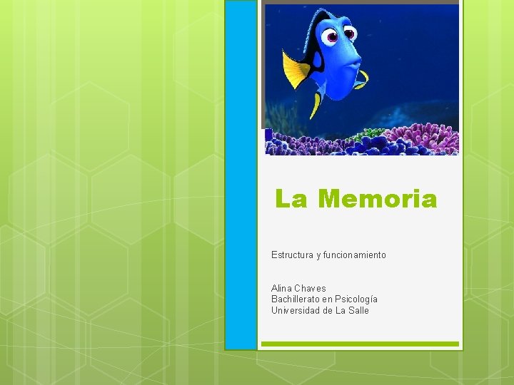 La Memoria Estructura y funcionamiento Alina Chaves Bachillerato en Psicología Universidad de La Salle