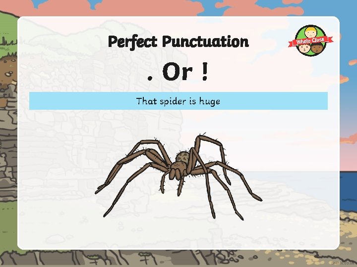 Perfect Punctuation . Or ! That spider is huge 