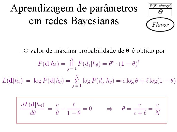 Aprendizagem de parâmetros em redes Bayesianas – O valor de máxima probabilidade de θ