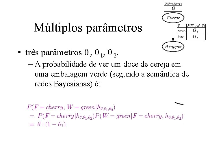 Múltiplos parâmetros • três parâmetros θ , θ 1, θ 2. – A probabilidade