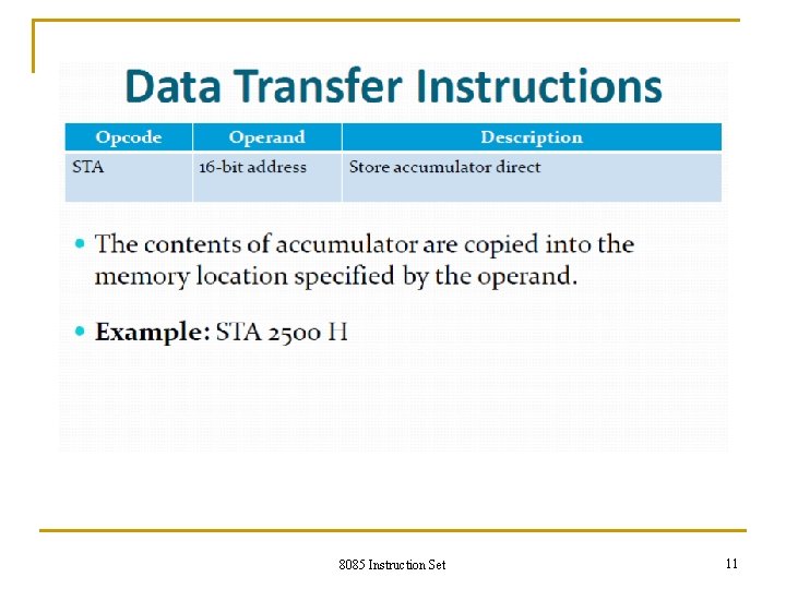 8085 Instruction Set 11 