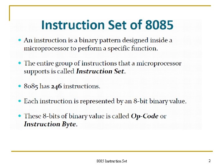 8085 Instruction Set 2 