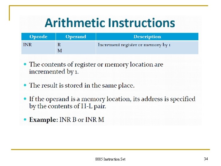 8085 Instruction Set 34 