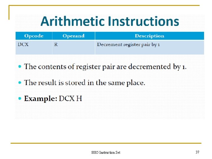 8085 Instruction Set 37 