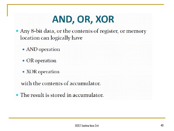 8085 Instruction Set 40 