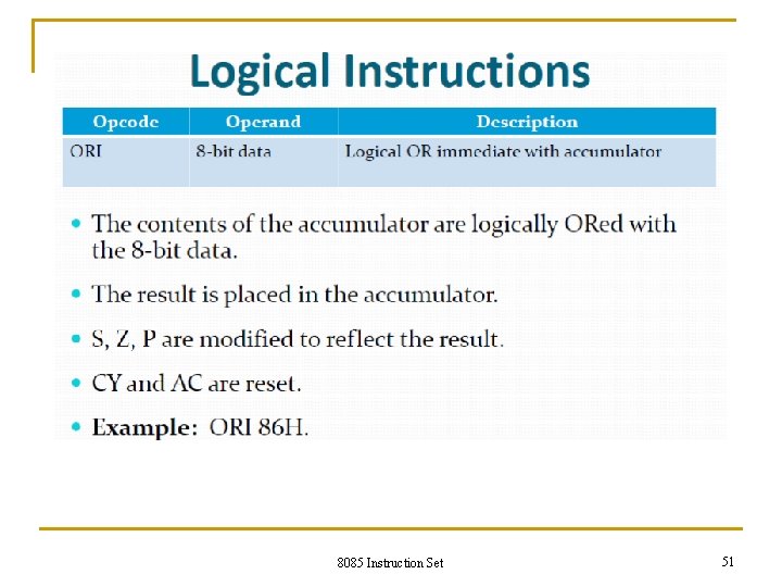 8085 Instruction Set 51 