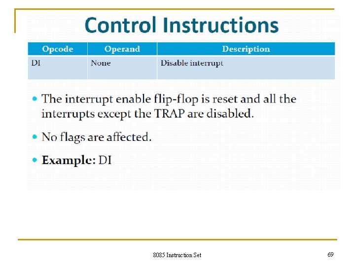 8085 Instruction Set 69 