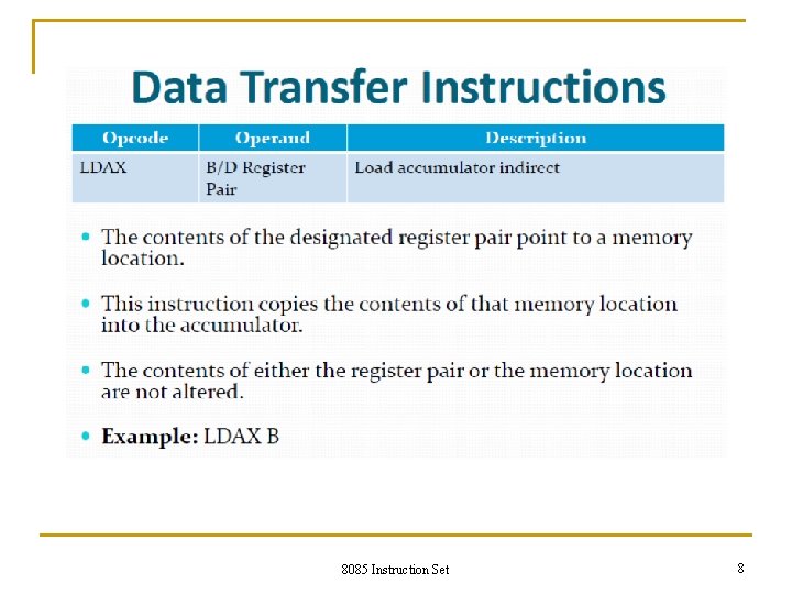 8085 Instruction Set 8 