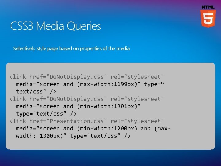 CSS 3 Media Queries Selectively style page based on properties of the media <link