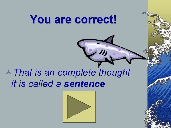 You are correct! That is an complete thought. It is called a sentence. 