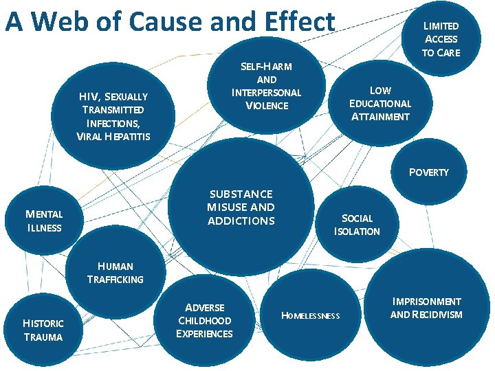 A Web of Cause and Effect LIMITED ACCESS TO CARE SELF-HARM AND HIV, SEXUALLY