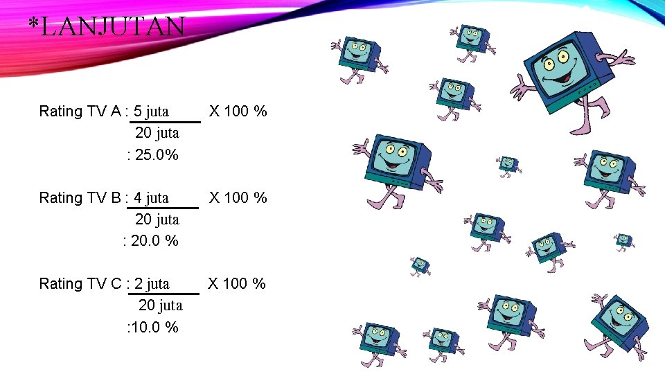 *LANJUTAN Rating TV A : 5 juta 20 juta : 25. 0% X 100