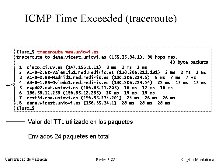 ICMP Time Exceeded (traceroute) Iluso_$ traceroute www. uniovi. es traceroute to dana. vicest. uniovi. ICMP Time Exceeded (traceroute) Iluso_$ traceroute www. uniovi. es traceroute to dana. vicest. uniovi.