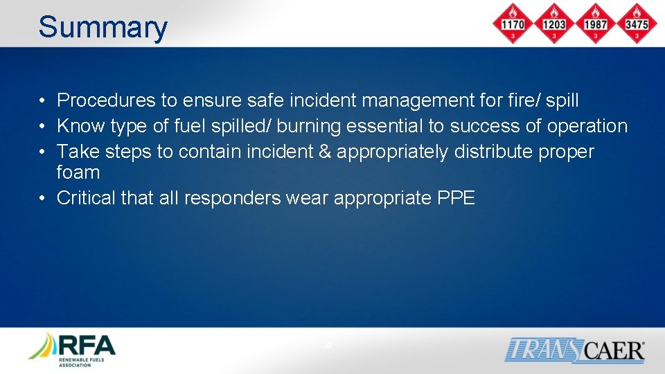 Summary • Procedures to ensure safe incident management for fire/ spill • Know type Summary • Procedures to ensure safe incident management for fire/ spill • Know type