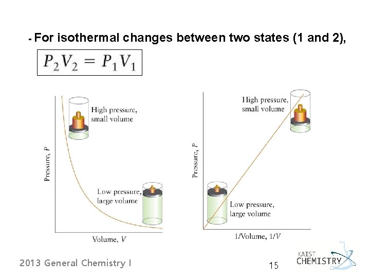 - For isothermal changes between two states (1 and 2), 2013 General Chemistry I