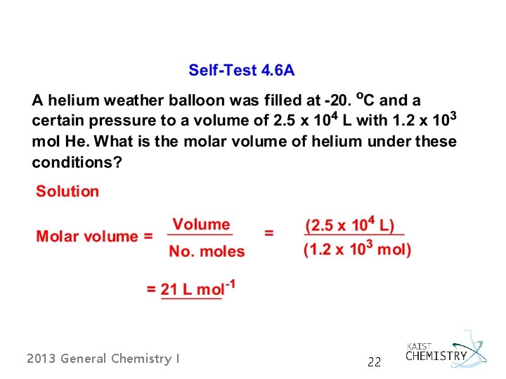2013 General Chemistry I 22 