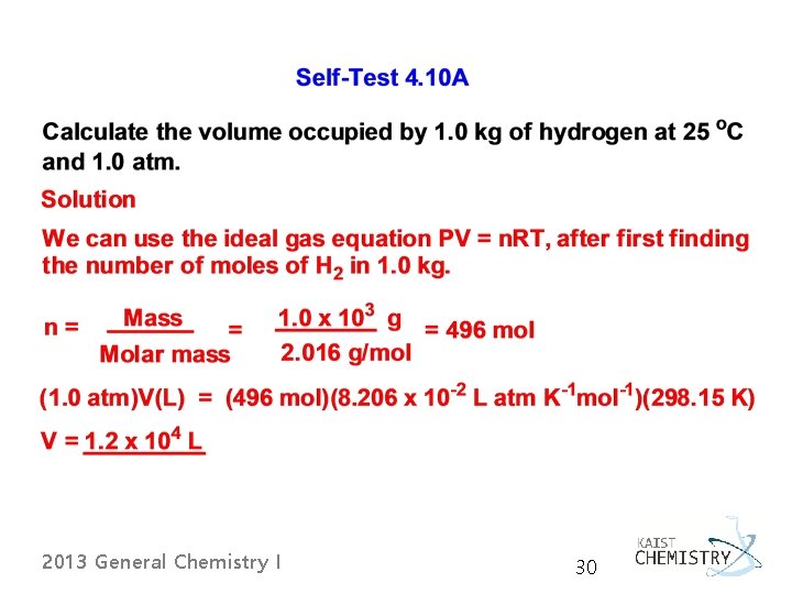 2013 General Chemistry I 30 