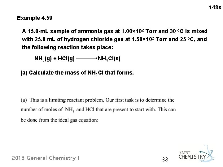 148 s Example 4. 59 A 15. 0 -m. L sample of ammonia gas