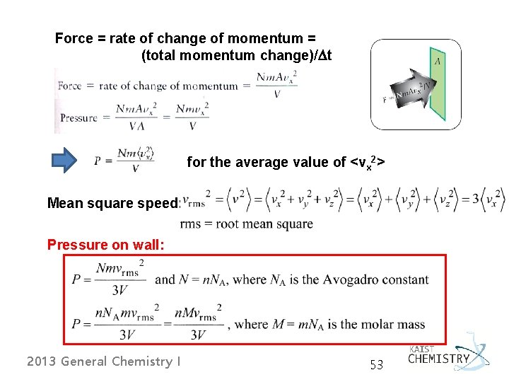 Force = rate of change of momentum = (total momentum change)/Dt for the average