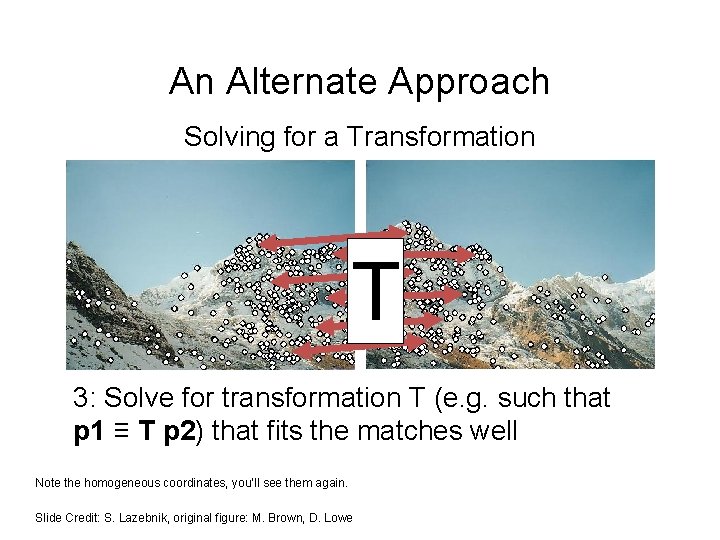 An Alternate Approach Solving for a Transformation T 3: Solve for transformation T (e.