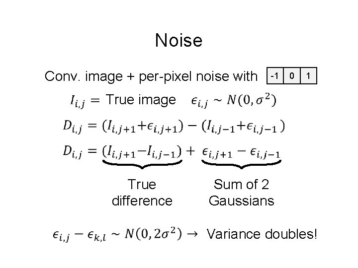 Noise Conv. image + per-pixel noise with True image -1 0 1 True difference